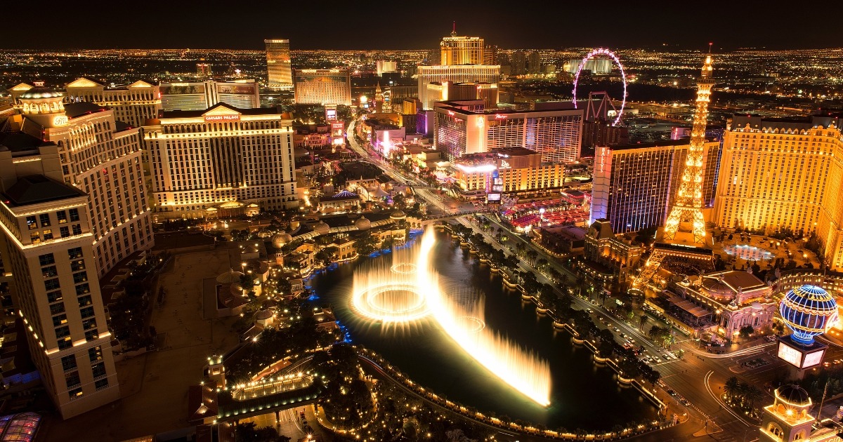 The Las Vegas strip at night.