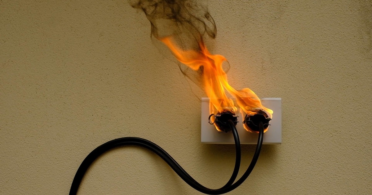 A defective device catching fire.
